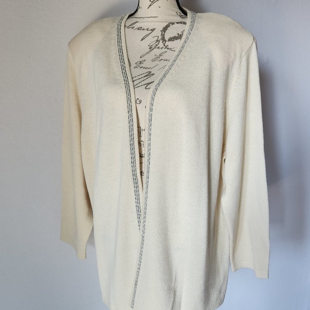NWT Vintage Elana by Tanner Wool Blend Open Front Cardigan Ivory